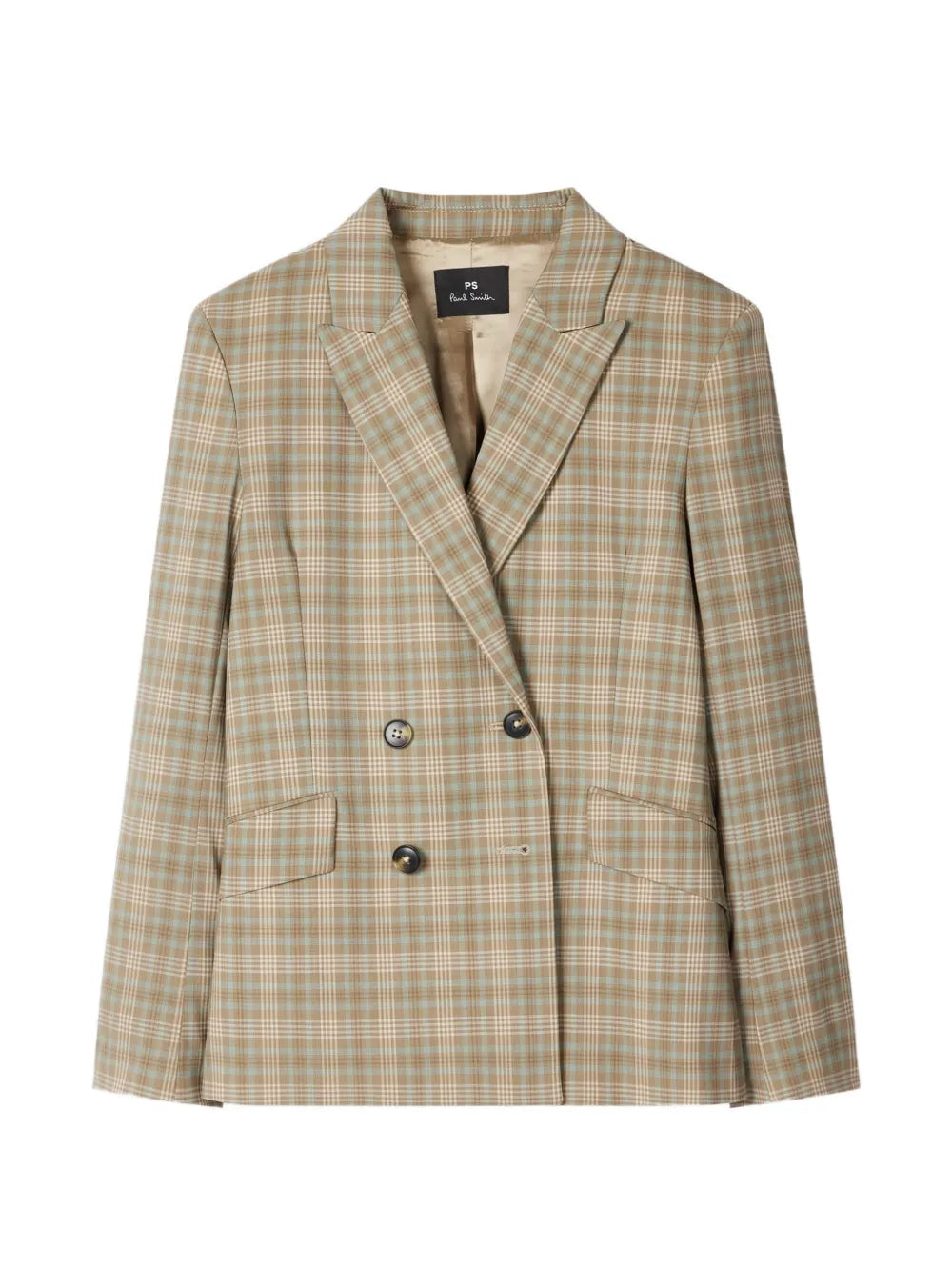 checked double-breasted blazer