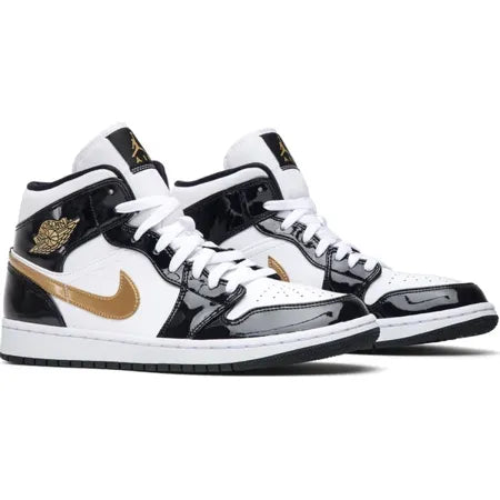 Air Jordan 1 Mid Patent SE Black Gold Sale