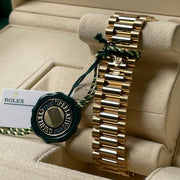Rolex | Day-Date | 128238-0069 Unworn Green Ombré Diamond Dial | Yellow gold | 36 x 43 mm | Yellow gold | Green | Manual winding