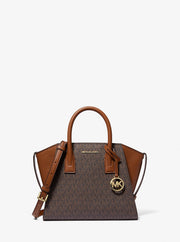 Michael Kors Avril Small Logo and Leather Satchel Brown