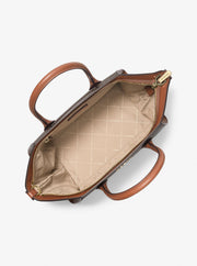 Michael Kors Avril Large Signature Logo Satchel Brown