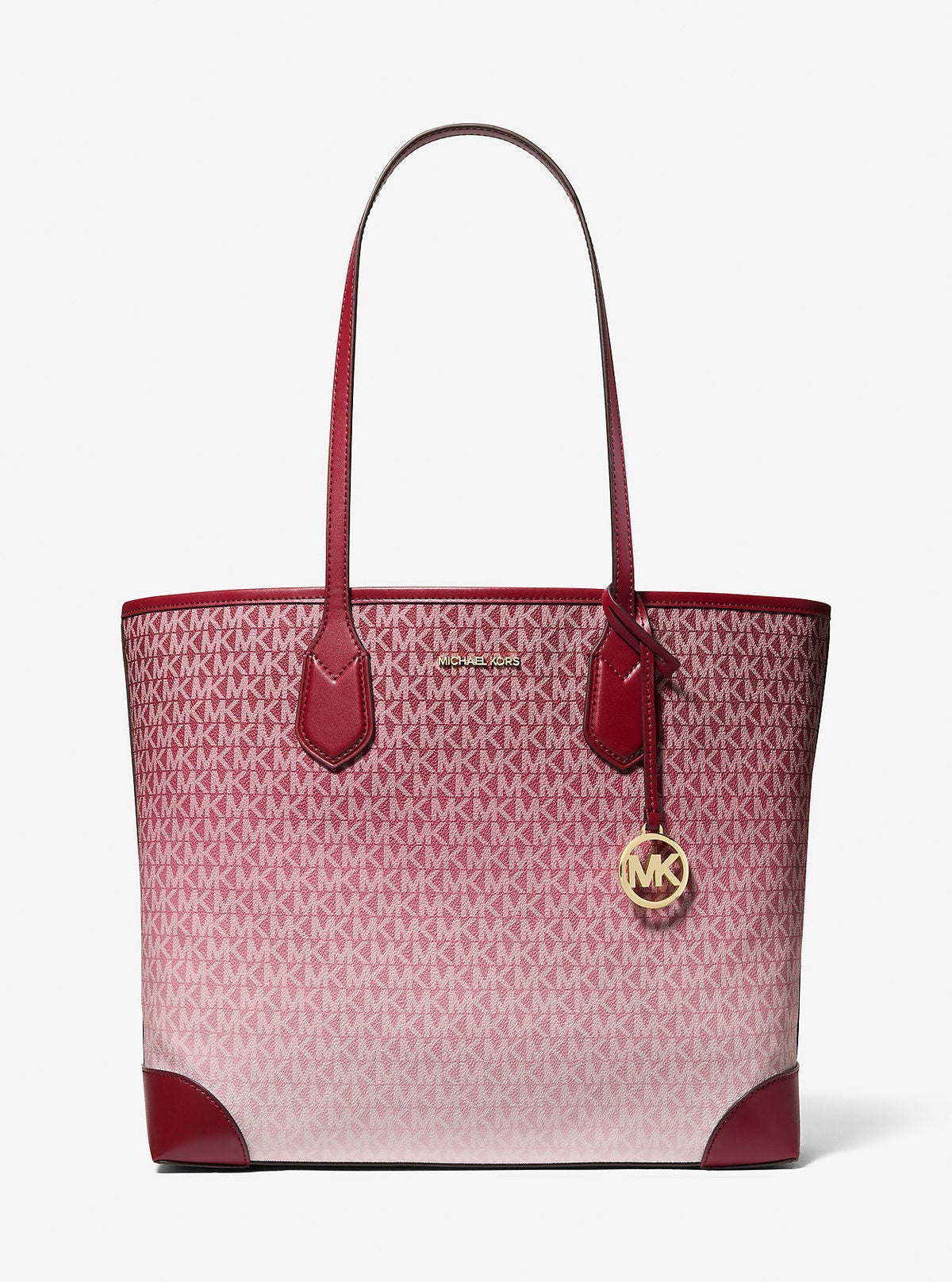 Michael Kors Eva Large Ombre Signature Logo Tote Bag Cherry