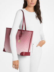 Michael Kors Eva Large Ombre Signature Logo Tote Bag Cherry