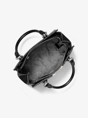 Michael Kors Marilyn Medium Signature Logo Stripe Satchel Black