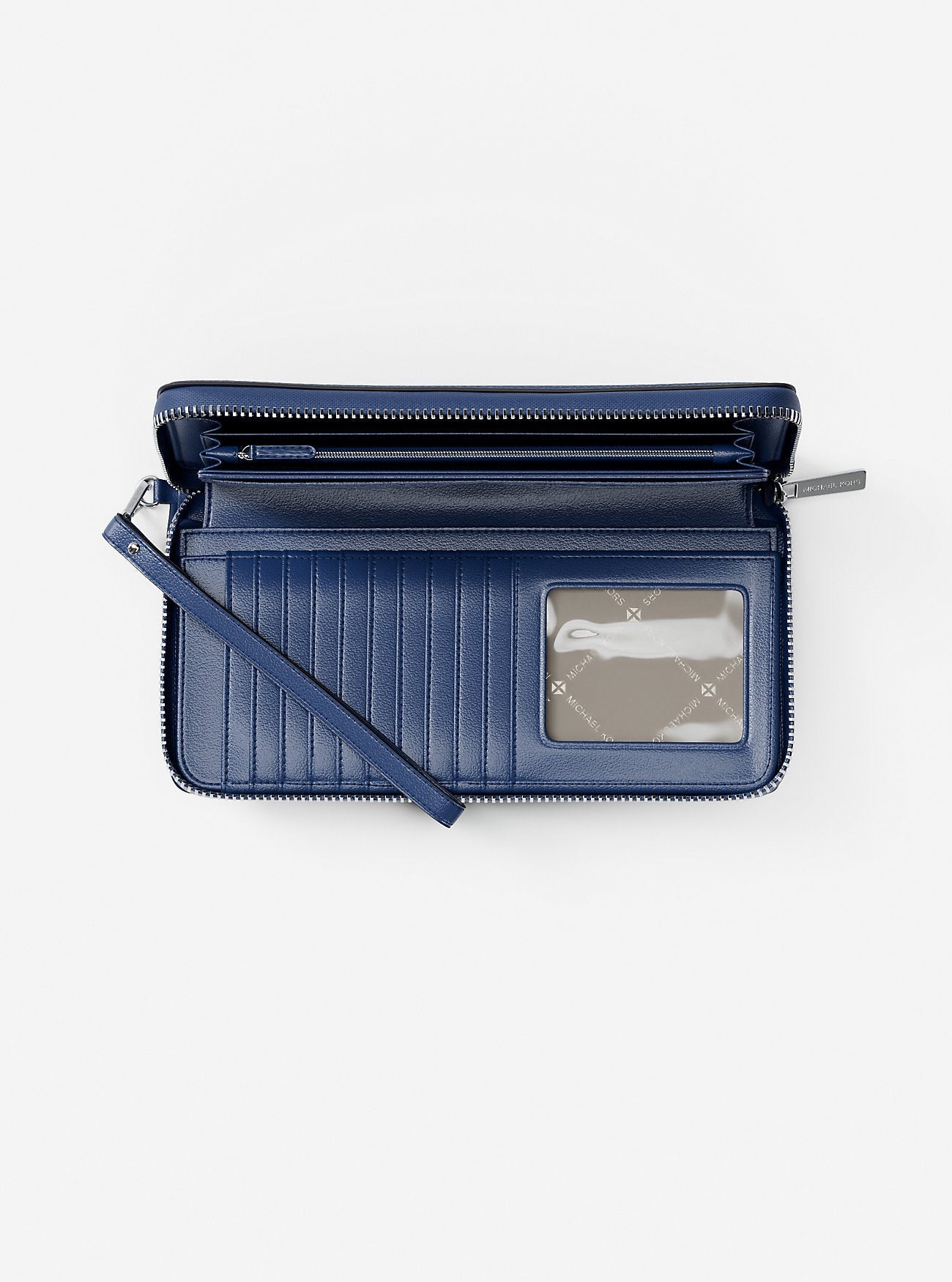 Michael Kors Large Pebbled Leather Continental Wallet Galaxy Blue