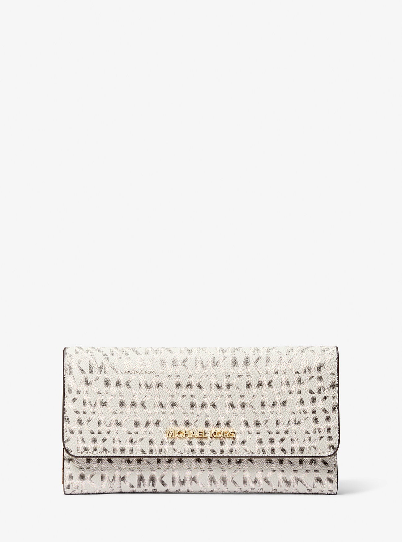 Michael Kors Jet Set Large Logo Trifold Wallet Vanilla