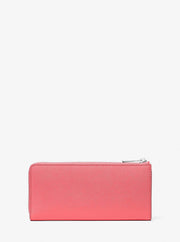 Michael Kors Jet Set Travel Large Saffiano Leather Quarter-Zip Wallet Hibiscus