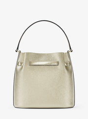 Michael Kors Carson Medium Metallic Convertible Bucket Crossbody Bag Pale Gold