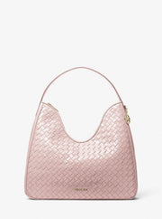 Michael Kors Nayla Medium Woven Shoulder Bag Powder Blush