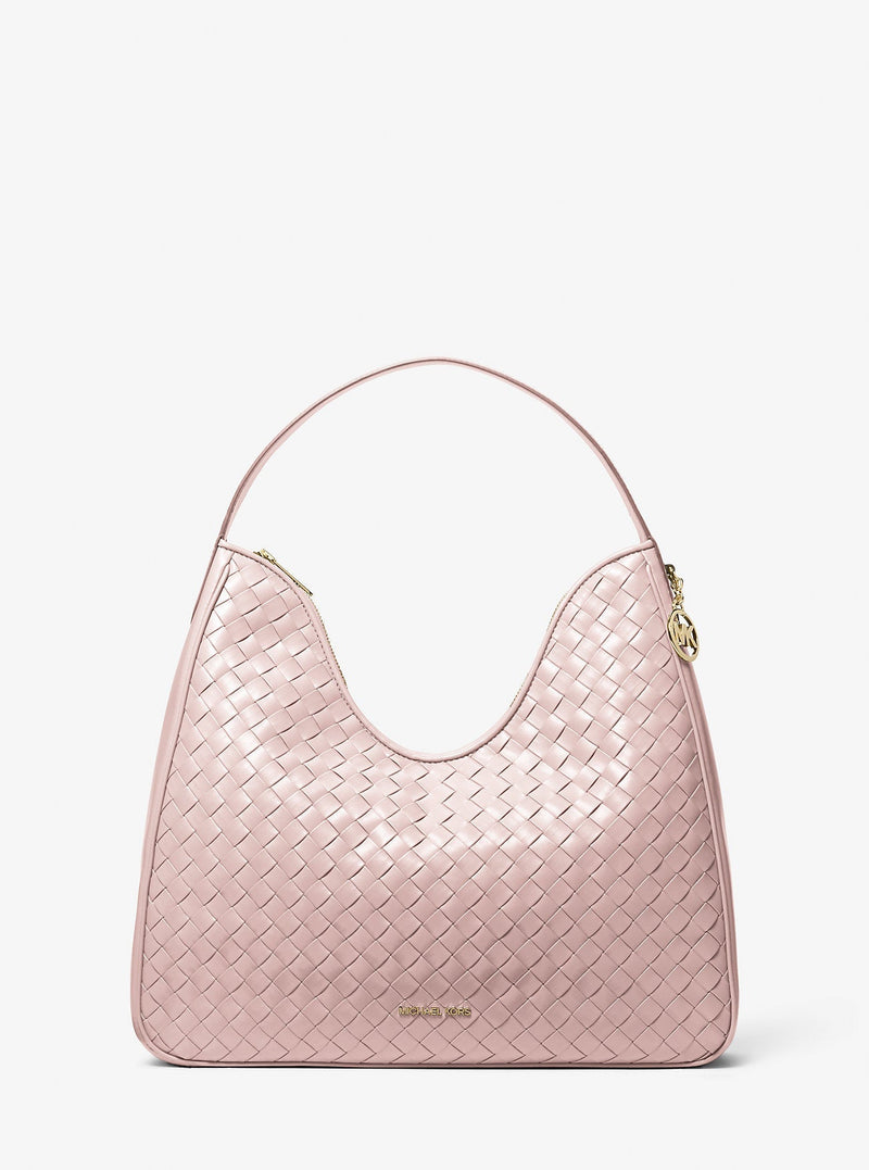 Michael Kors Nayla Medium Woven Shoulder Bag Powder Blush