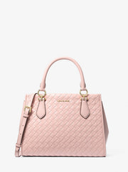 Michael Kors Marilyn Medium Woven Satchel Powder Blush