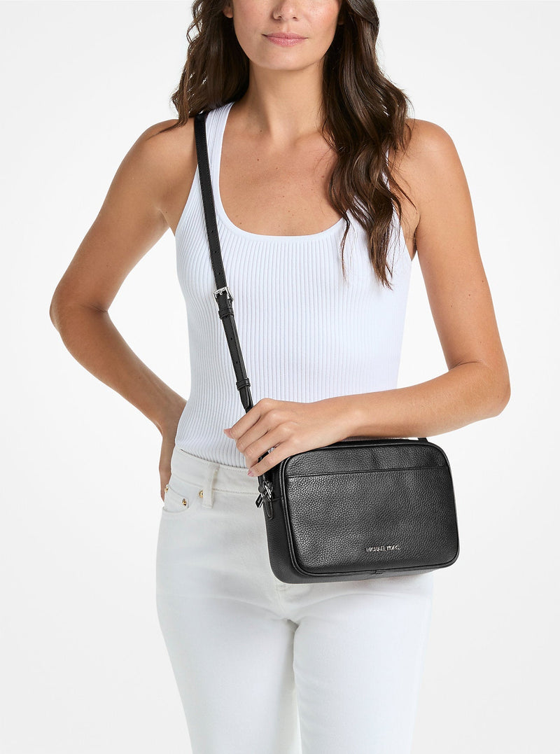 Michael Kors Jet Set Pebbled Leather Camera Crossbody Bag Black