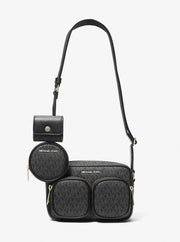 Michael Kors Jet Set Medium Signature Logo Crossbody Bag with Case for Apple Airpods Pro® Black