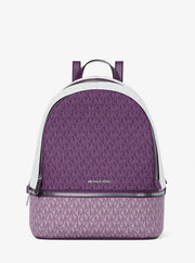 Michael Kors Rhea Medium Color-Block Signature Logo Backpack Dark Purple Ml