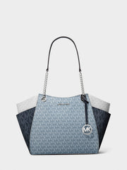 Michael Kors Jet Set Large Color-Block Signature Logo Shoulder Bag Admirl Multi