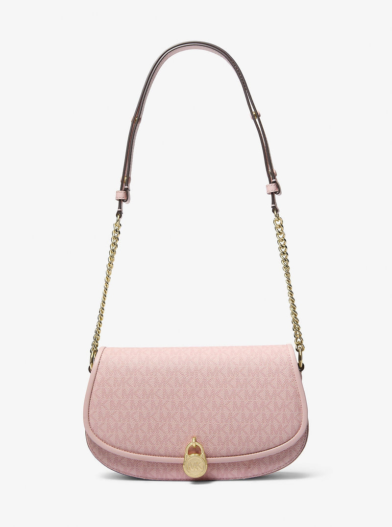 Michael Kors Mila Medium Signature Logo Messenger Bag Powder Blush