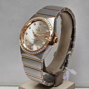 Omega Constellation Men38 MM - Silver Diamond Dial - Box & Papers 2024 - Factory Bezel - Rose Gold
