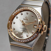 Omega Constellation Men38 MM - Silver Diamond Dial - Box & Papers 2024 - Factory Bezel - Rose Gold