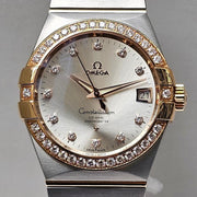 Omega Constellation Men38 MM - Silver Diamond Dial - Box & Papers 2024 - Factory Bezel - Rose Gold