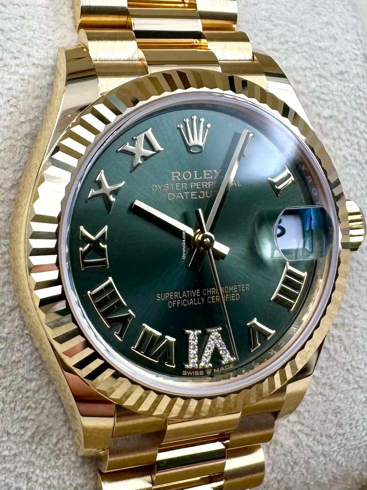 Rolex | Datejust | 278278 | Yellow gold | 31 x 37 mm | Yellow gold | Green | Automatic