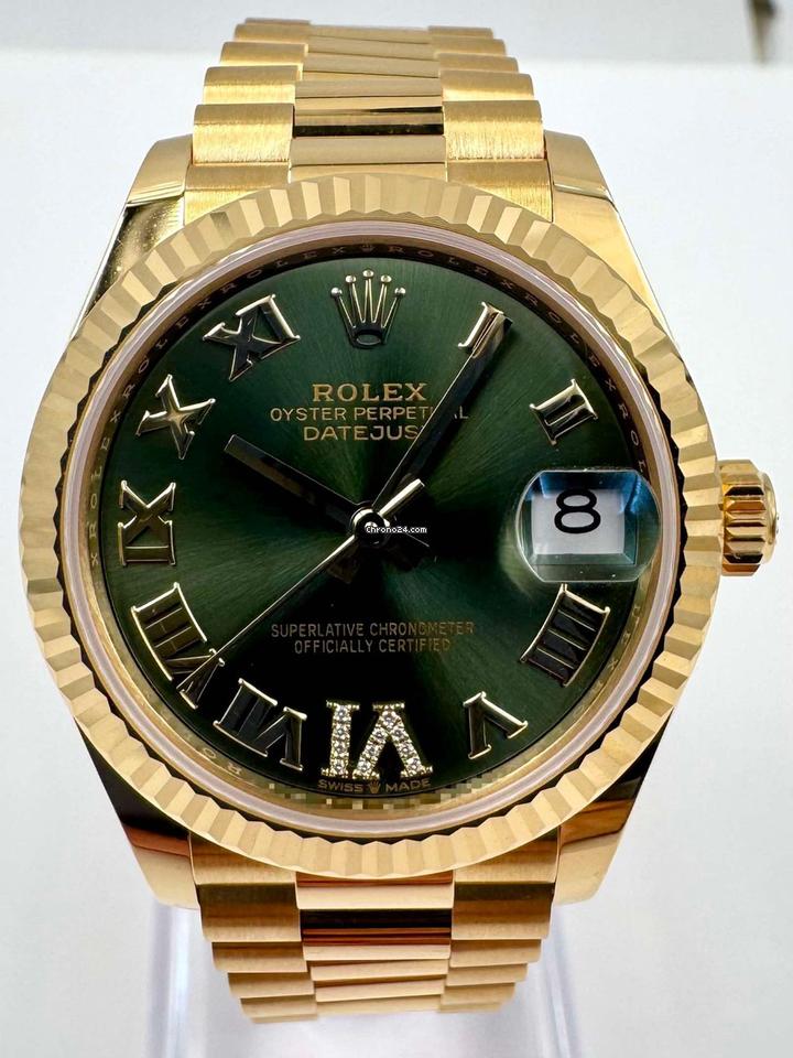 Rolex | Datejust | 278278 | Yellow gold | 31 x 37 mm | Yellow gold | Green | Automatic