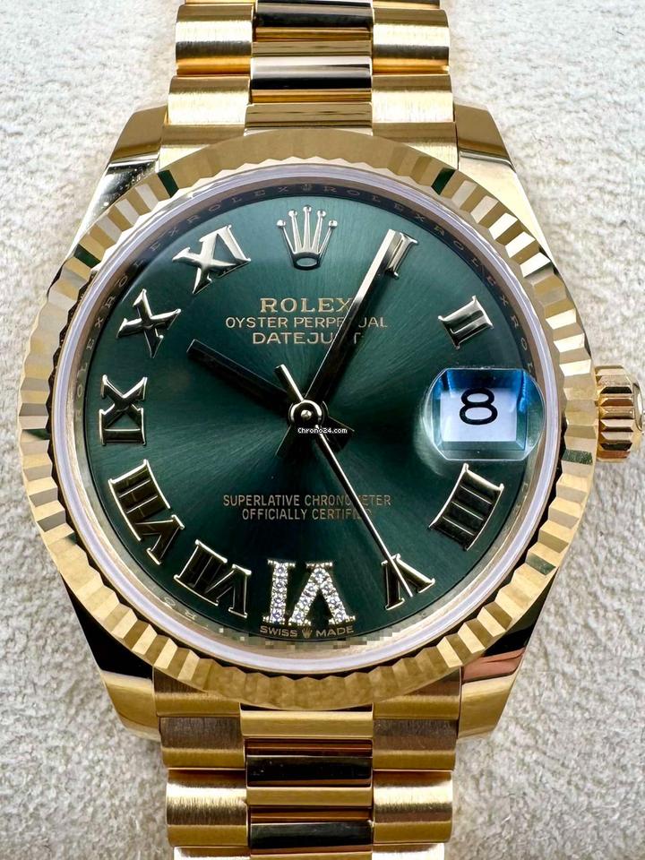 Rolex | Datejust | 278278 | Yellow gold | 31 x 37 mm | Yellow gold | Green | Automatic