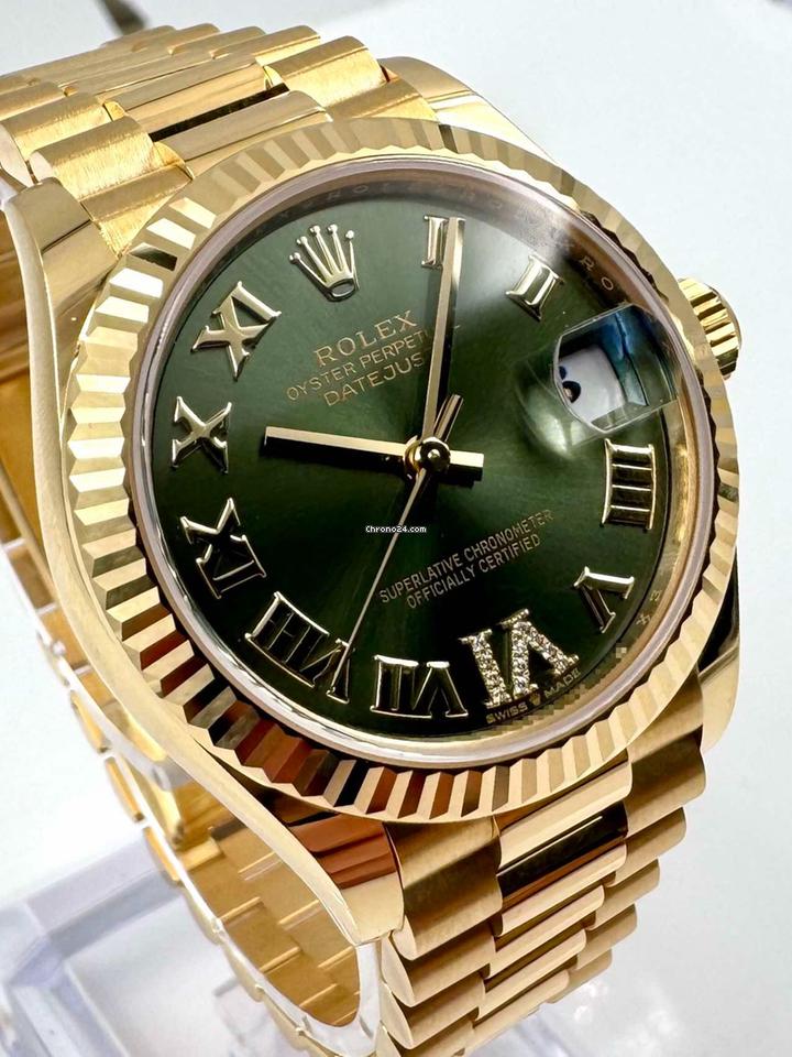 Rolex | Datejust | 278278 | Yellow gold | 31 x 37 mm | Yellow gold | Green | Automatic