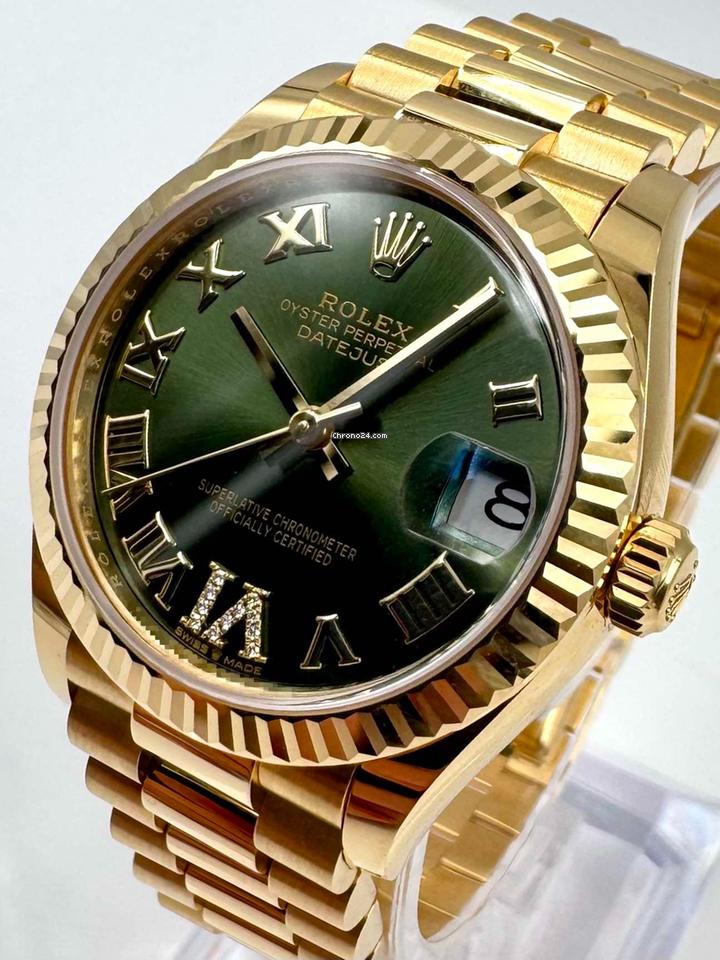 Rolex | Datejust | 278278 | Yellow gold | 31 x 37 mm | Yellow gold | Green | Automatic