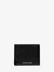 Michael Kors Cooper Pebbled Leather Billfold Wallet With Coin Pouch Black
