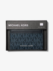 Michael Kors Cooper Signature Logo Card Case Admrl-Plblue