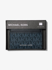 Michael Kors Cooper Signature Logo Card Case Admrl-Plblue