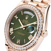 Rolex | Day-Date | 228345RBR | Rose gold | 40 mm | Rose gold | Green | Automatic