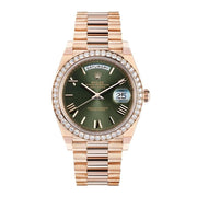 Rolex | Day-Date | 228345RBR | Rose gold | 40 mm | Rose gold | Green | Automatic