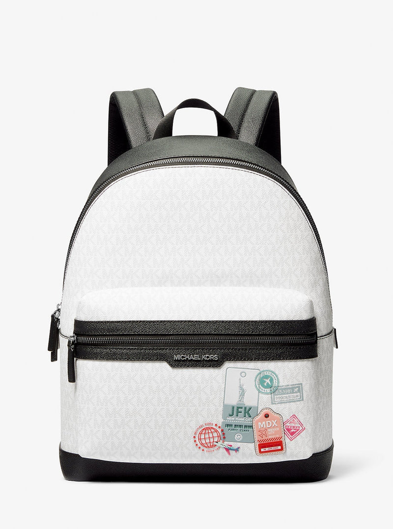 Michael Kors Embellished Medium Cooper Signature Logo Backpack Bright Wht