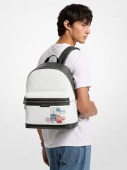 Michael Kors Embellished Medium Cooper Signature Logo Backpack Bright Wht