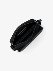 Michael Kors Cooper Medium Pebbled Leather and Signature Logo Camera Crossbody Bag Black