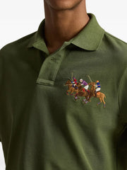 embroidered triple-pony polo shirt