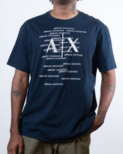 Armani Exchange Multiple Logo Navy Blue T-Shirt (XL)