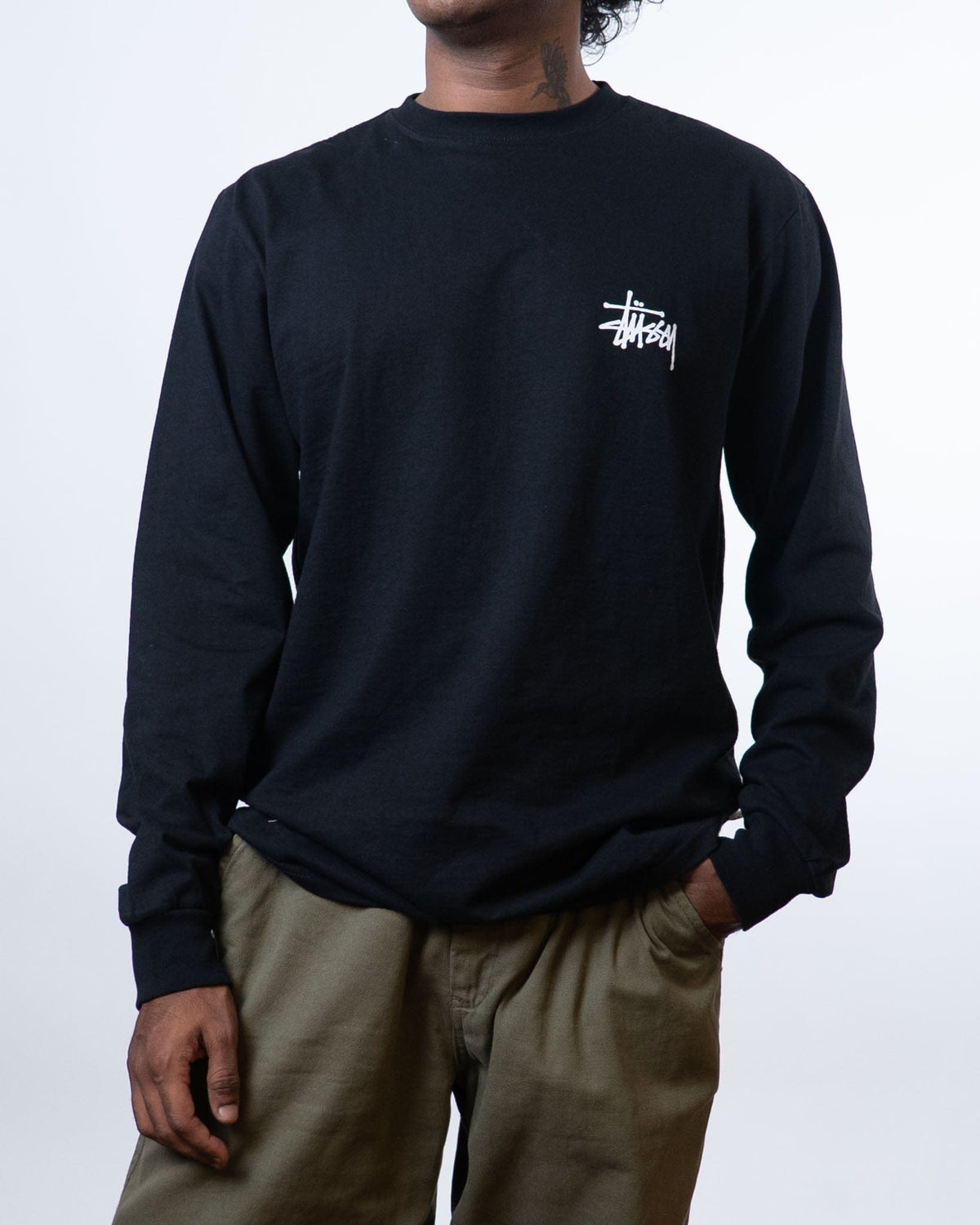 Stussy Basic Long Sleeve Black T-Shirt (M)