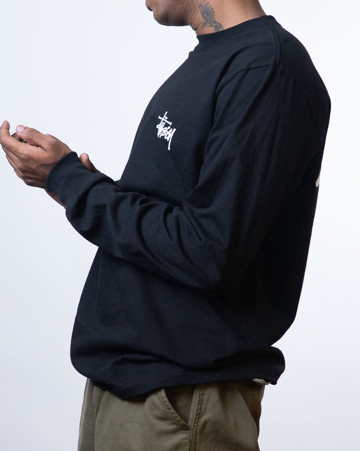 Stussy Basic Long Sleeve Black T-Shirt (M)
