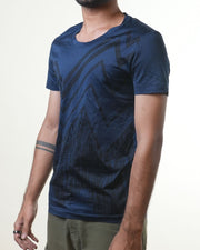 Versace Navy Blue Black Print T-Shirt (S)