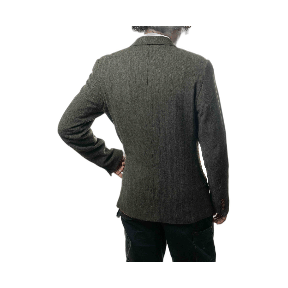 Hugo Boss Men Vintage Brown Herringbone Wool Einstein Sigma (L)
