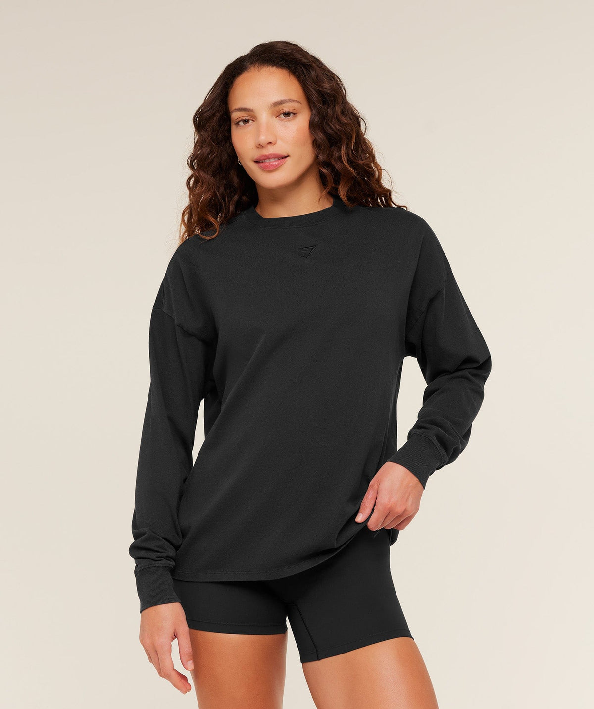Gymshark Power Washed Long Sleeve Top - Black/Acid Wash
