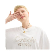 Coach Cursive Coach Embroidered T-Shirt In Organic Cotton White