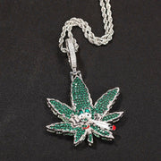 HIGH WEED LEAF ICED OUT PENDANT