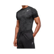 Gymshark Geo Seamless T-Shirt Slim Fit Black/Charcoal Grey