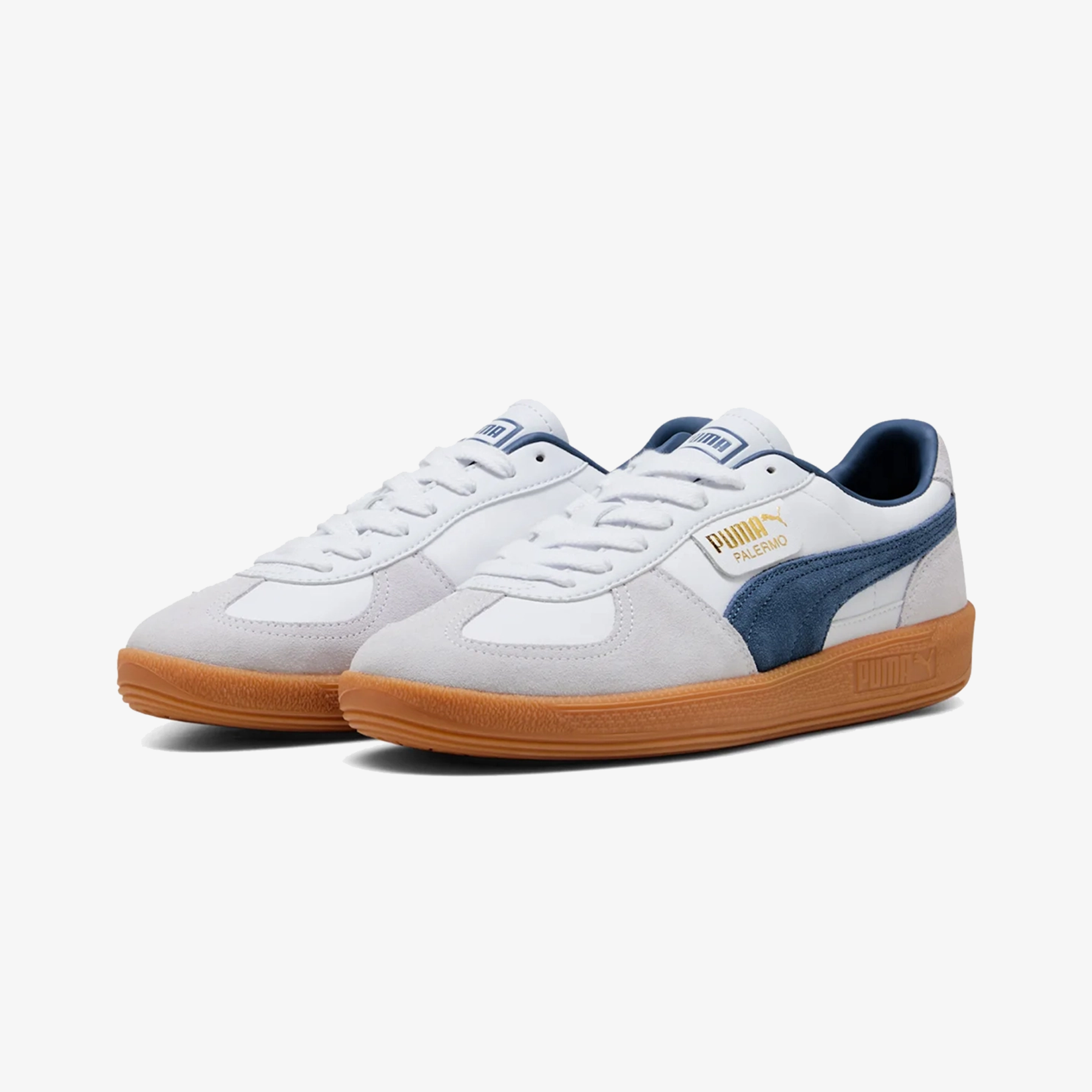 PUMA PALERMO LEATHER { WHITE/DARK INDIGO