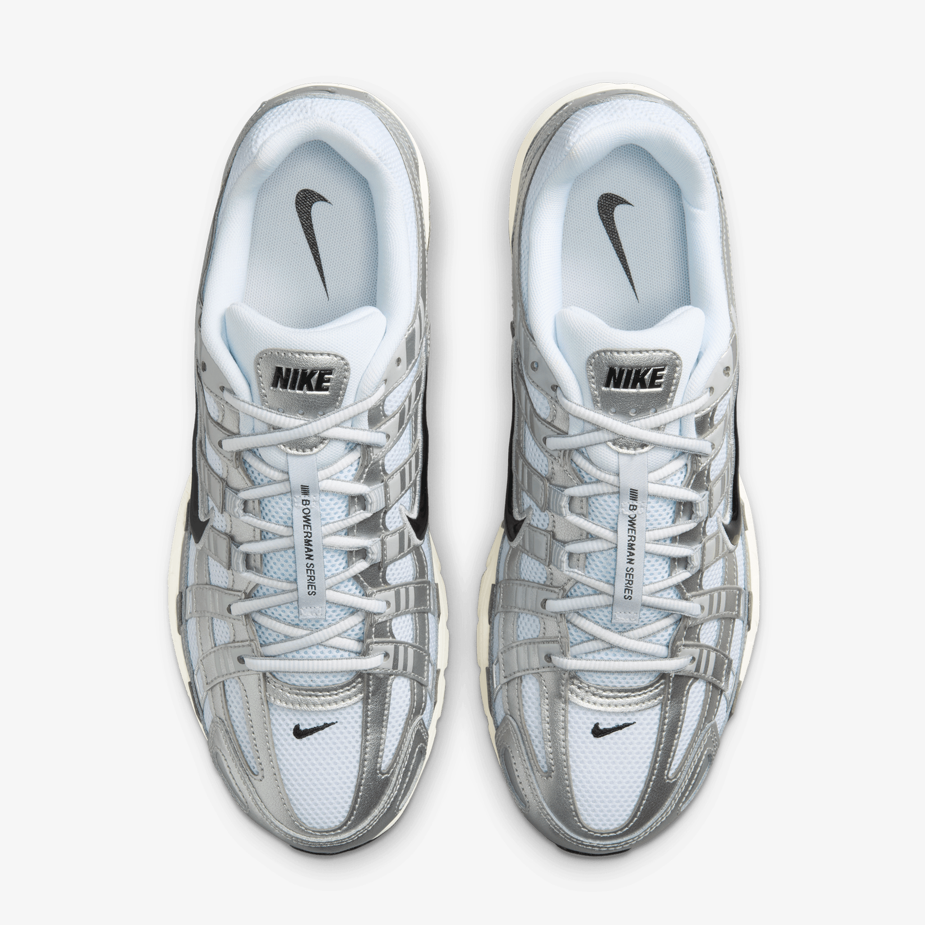 Nike P-6000 { WHITE/BLACK-METALLIC SILVER-FLT SILVER