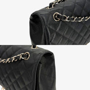 CS077 - CHANEL Black Caviar Leather Jumbo Maxi Classic Flap Bag
