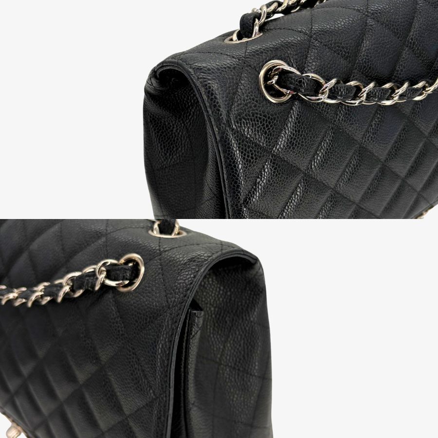 CS077 - CHANEL Black Caviar Leather Jumbo Maxi Classic Flap Bag